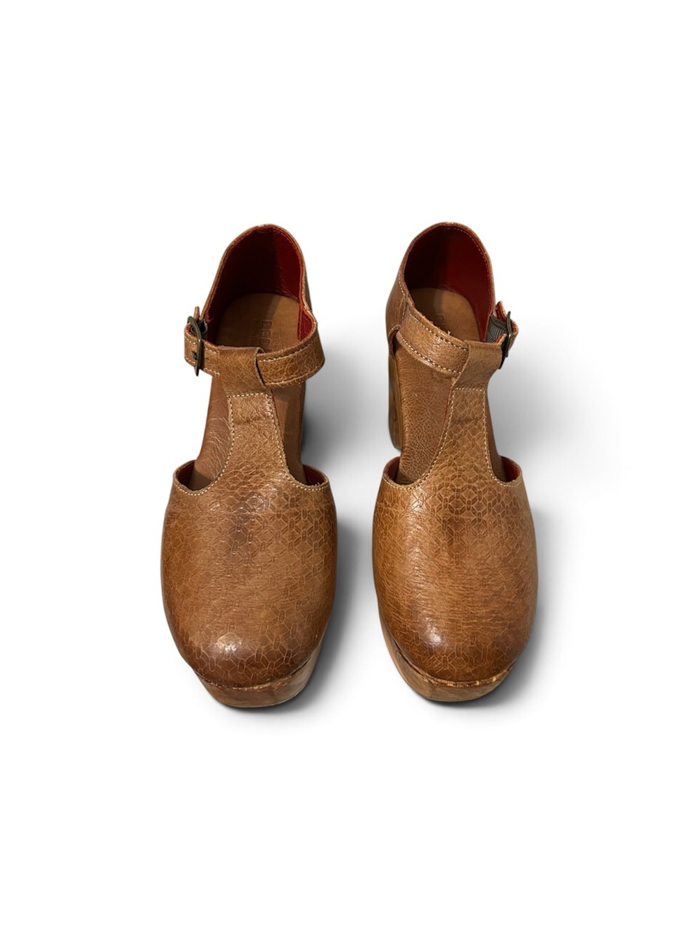 Bed Stu Turner Brown Leather T-Strap Platform Heels Clogs 7 - Picture 2 of 7